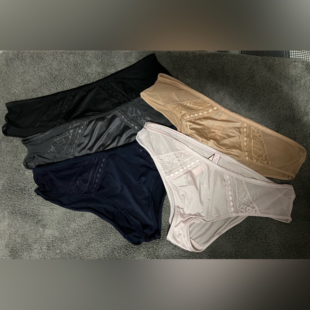 NWT, 5 pair Victoria’s Secret, size large, Body By Victoria hipphugger panties